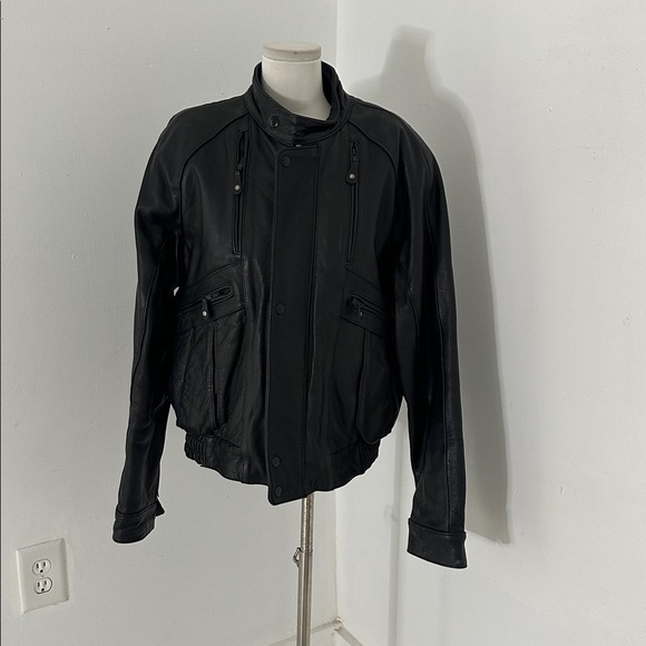 Vintage Harley Davidson Black Leather Moto Biker Jacket